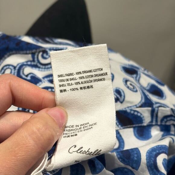 NWT Cleobella Reza Blue Paisley Organic Cotton Wide Leg Jumpsuit Size XS - Picture 7 of 9